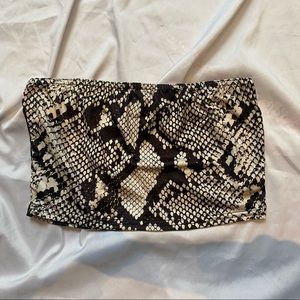 Boohoo US 6 Snake Print Cropped Tube Top